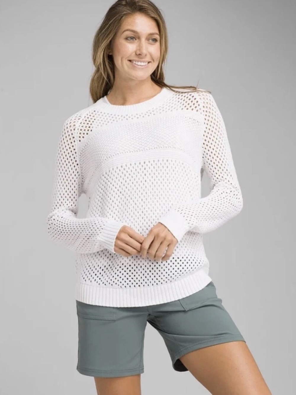 WOMENS PRANA KOKIMO SWEATER IN WHITE SIZE XSm Prep Chic Festival Cottagecore